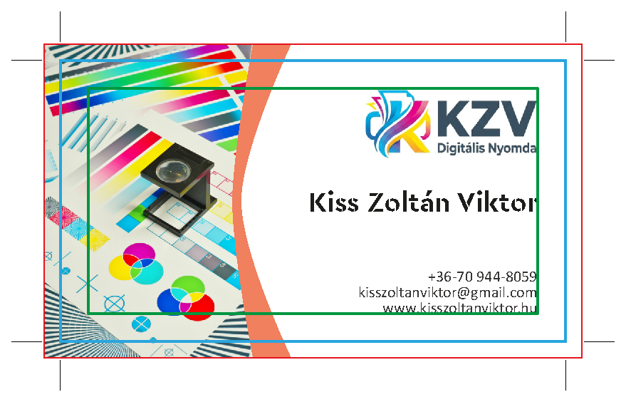 Nyomdai kifutó és vágás szemléltetése